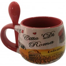 Tazza Tazzina da Caffe' con il cucchiaino Souvenir Ricordi Roma 4654