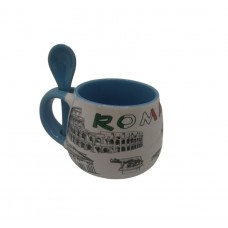 Tazza Tazzina da Caffe' con il cucchiaino Souvenir Ricordi Roma 4656