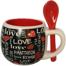 Tazza Tazzina da Caffe' con il cucchiaino Souvenir Ricordi Roma 4823