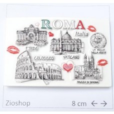 Calamita Magnete Souvenir Roma "Love Roma" in Resina Alto-Basso Rilievo Vaticano, Fontana di Trevi, Colosseo, Piazza di Spagna, La Bocca della Verita'. Effetto 3D.