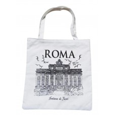 Borsa Shopper Tote Bag in Tela Cerniere Tasca Interna Souvenir Roma Italia