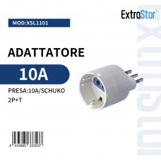 ADATTATORE SPINA 10A 1 PRESA 2P+T 10A/SCHUKO MAX.1500W C-XSL1101
