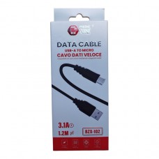 PHONE ZONE - CAVO MICRO USB 1.2Mt 3.1A BZX-102 NERO 