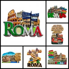 COMPOSIZIONE "22X" - 6 PEZZI DI CALAMITE MAGNETI PER FRIGO SOUVENIR ROMA "Tutte le strade portano a Roma" ITALIA 