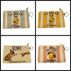 Borsellino Portamonete Cerniera Zip Souvenir Roma Disponibile in varie Fantasie a righe