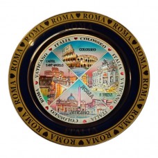 Piatto Decorativo Souvenir Ricordi di Roma 4 Monumenti in Ceramica con Supporto o da Appendere Diametro 20cm 6428
