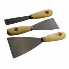 SET 3 SPATOLE STUCCO FILLER MANICO LEGNO 25-50-70 MM WOODEN SCRAPERS 