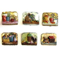 CALAMITA MAGNETE ARTIGIANALE IN GESSO BASSORILIEVO CANESTRA NATURA MORTA