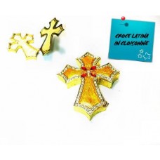 CROCE LATINA COFANETTO PORTAGIOIE IN METALLO LACCATO CLOISONNE. 10X8X2Cm