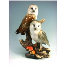 BOMBONIERA STATUETTA RESINA COPPIA BARBAGIANNI OWL PORTAFORTUNA H:25