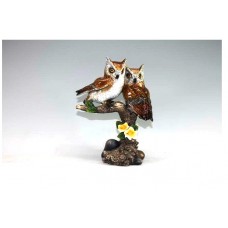 SPLENDIDA COPPIA DI GUFETTI BOMBONIERA STATUETTA RESINA GUFO OWL PORTAFORTUNA  H:22.5Cm