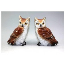 GUFO IN RESINA SMALTATA IDEA REGALO BOMBONIERA PORTAFORTUNA.H:18 5Cm