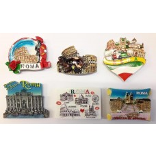 Composizione 10J - 6 Pezzi di Calamite MAGNETI per FRIGO Souvenir da Roma Italia