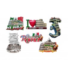 Composizione 12L - 6 Pezzi di Calamite MAGNETI per FRIGO Souvenir da Roma Italia Souvenir From Italy Rome