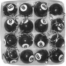 1 Pezzo di  PORTACHIAVI PALLA DA BILIARDO NUMERO 8 NERO  KEYCHAINS PORTAFORTUNA  diametro 3,1 cm