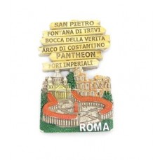 Calamita Frigo Magnete Resina"ROMA SAN PIETRO COLOSSEO INDICAZIONI MONUMENTI" Fridge Magnet Souvenir