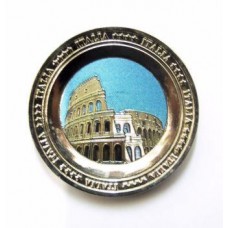 Calamita Frigo Magnete "ROMA COLOSSEO PIATTO";Metal Fridge Magnet Souvenir Italy