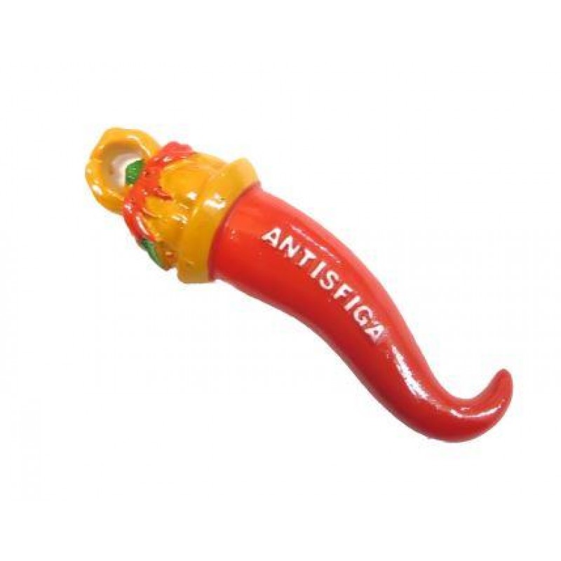 Portafortuna Antisfiga Calamita Frigo Magnete Resina"Cornetto peperoncino"Lucky Fridge Magnet From Italy