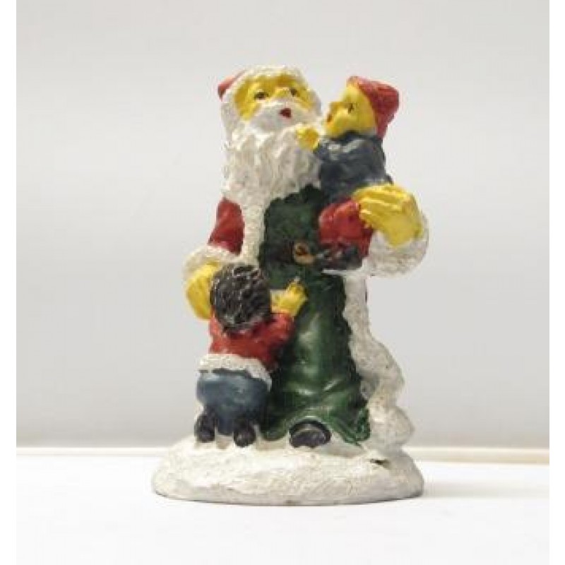 1pz Splendido Babbo Natale Statuina Resina Presepio Santa Claus H:8cm Vari Modelli