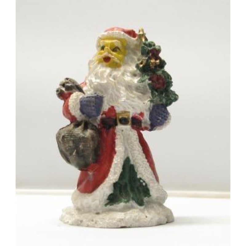 1pz Splendido Babbo Natale Statuina Resina Presepio Santa Claus H:8cm Vari Modelli