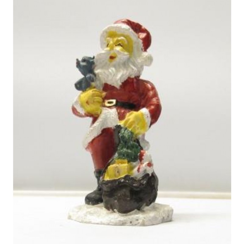 1pz Splendido Babbo Natale Statuina Resina Presepio Santa Claus H:8cm Vari Modelli