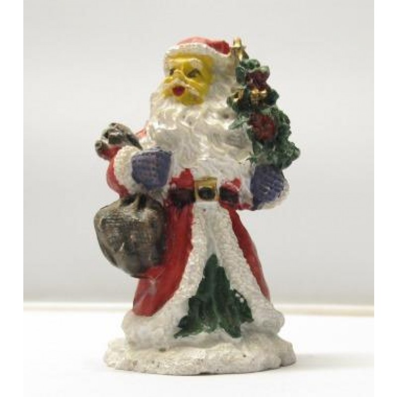 1pz Splendido Babbo Natale Statuina Resina Presepio Santa Claus H:8cm Vari Modelli