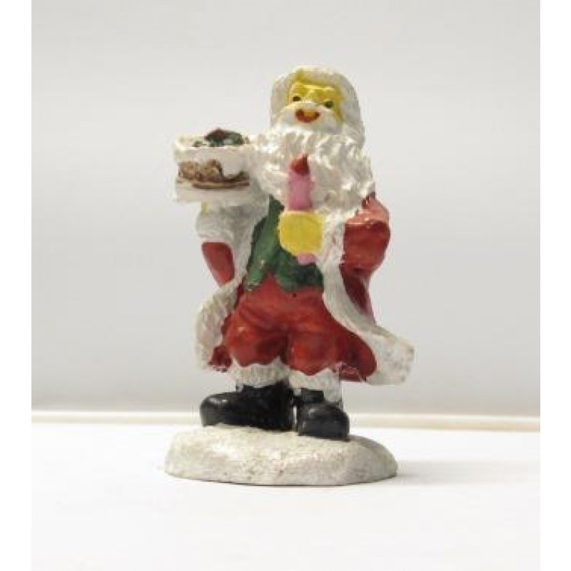 1pz Splendido Babbo Natale Statuina Resina Presepio Santa Claus H:8cm Vari Modelli