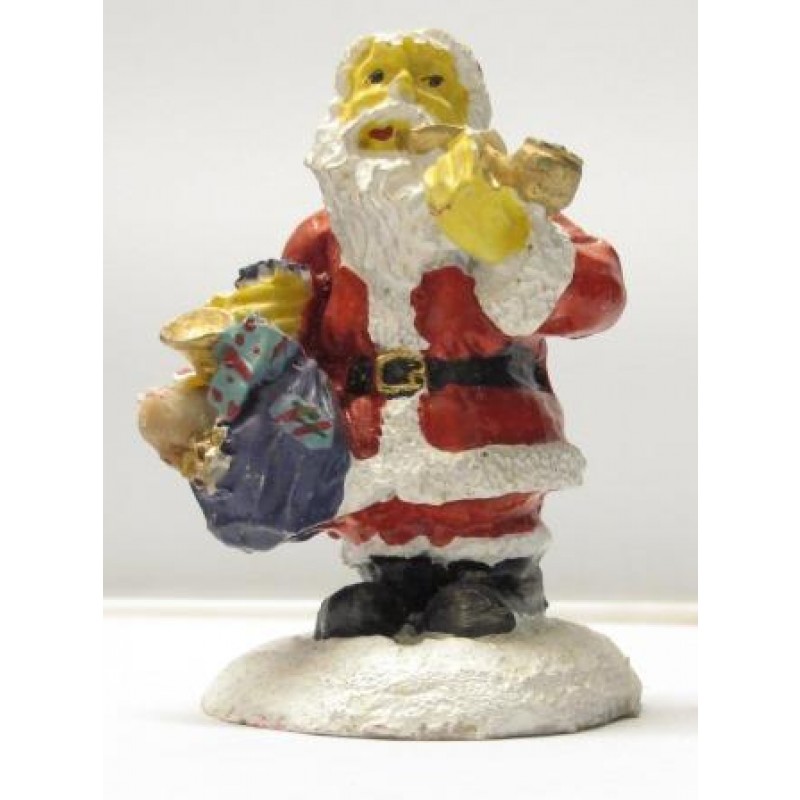 1pz Splendido Babbo Natale Statuina Resina Presepio Santa Claus H:8cm Vari Modelli
