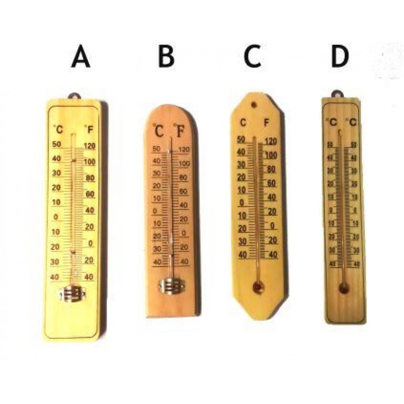 <p>TERMOMETRO AD ALCOOL CLIMA AMBIENTALE CLASSICO IN LEGNO A COLONNINA EST-INT</p>