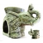 ELEFANTE PORTAFORTUNA BRUCIA ESSENZE IN CERAMICA ARTIGIANALE GREEN NATURE