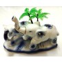 DUE ELEFANTI PORTAFORTUNA IN CERAMICA CON PALMA