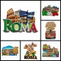 COMPOSIZIONE "22X" - 6 PEZZI DI CALAMITE MAGNETI PER FRIGO SOUVENIR ROMA "Tutte le strade portano a Roma" ITALIA 