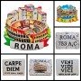 COMPOSIZIONE "23Y" - 6 PEZZI DI CALAMITE MAGNETI PER FRIGO SOUVENIR "SAPIENTIA LATINE" ROMA ITALIA 