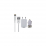 Kit 3 in 1 Charger Caricabatteria da Parete da Auto 1A Cavo iPhone 5/6/s