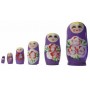 SOUVENIR MATRIOSKA VIOLA IN LEGNO DIPINTA A MANO 6 PZ