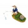 MINIATURA ARTIGIANALE VECCHIO PESCATORE CINESE IN RESINA E CERAMICADECORAZIONI BONSAI;OLD CHINESE FISHERMAN
